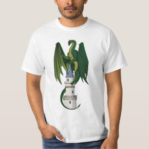 Dragon vert sur T-shirt blanc