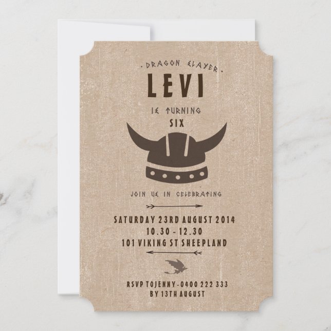 Dragon & Viking Einladung zum Geburtstag (Vorderseite)