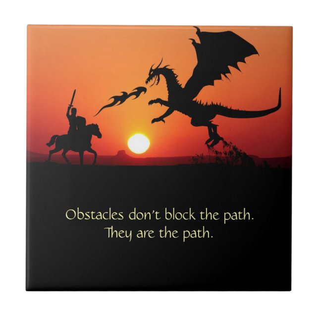Dragon vs Knight Inspiration Motivierend Fliese (Vorderseite)