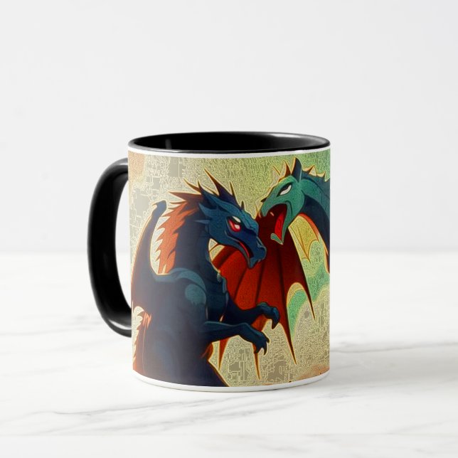 Dragon vs Pegasus - Fantasy Art Tasse (Vorderseite Links)