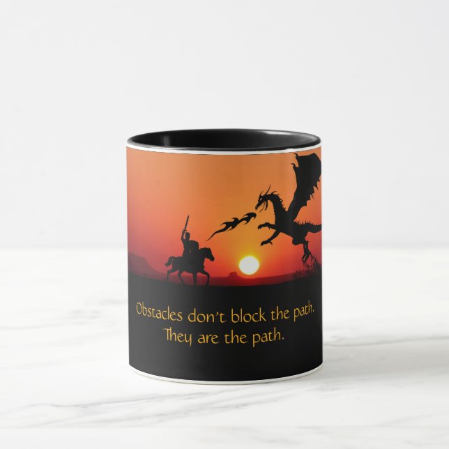 Dragon vs Ritter Inspiration Motivierend Kaffee Tasse (Zentrum)