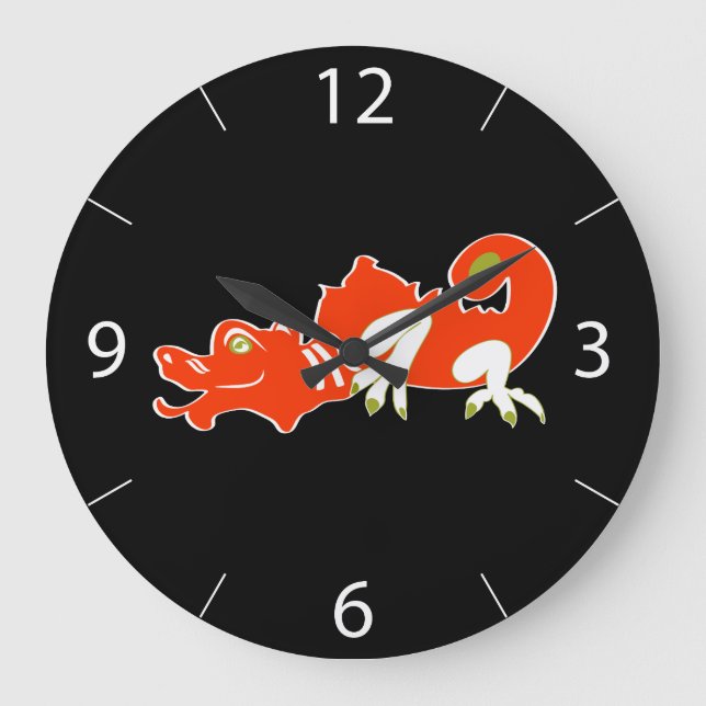 Dragon Wall Clock Große Wanduhr (Vorderseite)