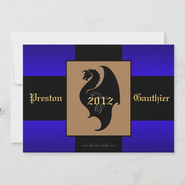 Dragon Wappen Blue Senior Abschluss Einladung (Vorderseite)