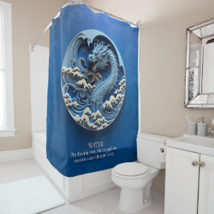Dragon Water Element Ocean Waves Sea River Blue Duschvorhang