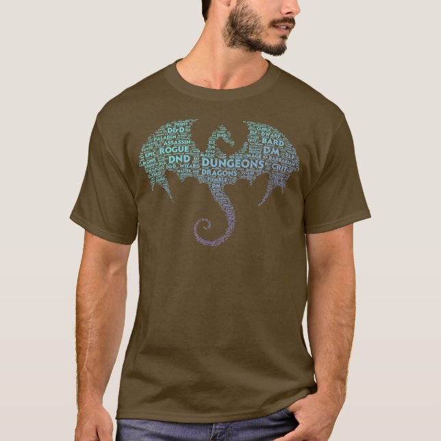Dragon Word Art Dungeon Crawler RPG DM Gaming T-Shirt (Vorderseite)