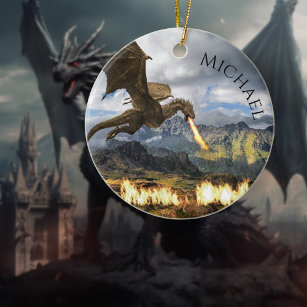 Dragon Wyvern Fire Atasy Fantasy Keramik Ornament