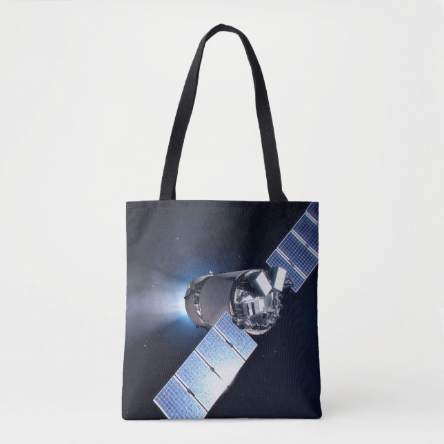 Dragon XL-Raumfahrzeug mit Planet Erde in der Fern Tasche (Vorderseite)