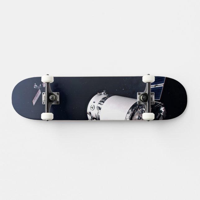Dragon Xl Spacecraft nähert sich einem Lunar Gatew Skateboard (Horizontal)