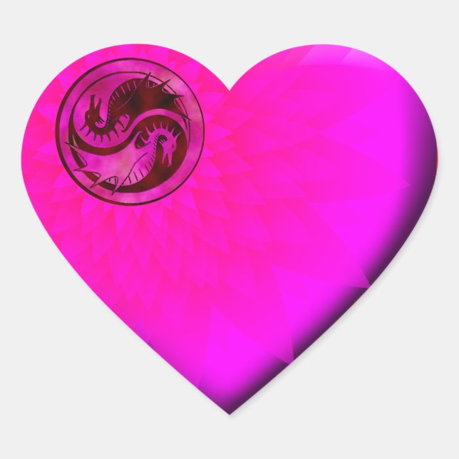 Dragon Yin Yang Herz-Aufkleber (Vorderseite)