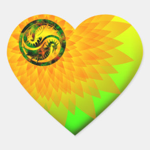 Dragon Yin Yang Herz-Aufkleber