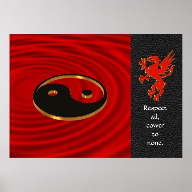 Dragon Yin Yang Poster rouge et noir (Devant)