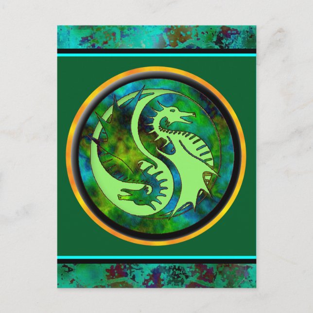 Dragon Yin Yang Postkarte (Vorderseite)