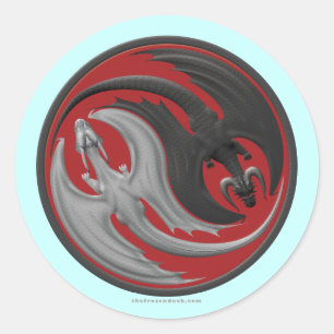 Dragon Yin-Yang Runder Aufkleber
