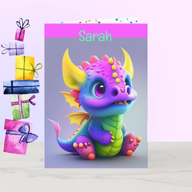 Dragon Young Child Birthday hinzufügen Name und Un Karte (Von Creator hochgeladen)