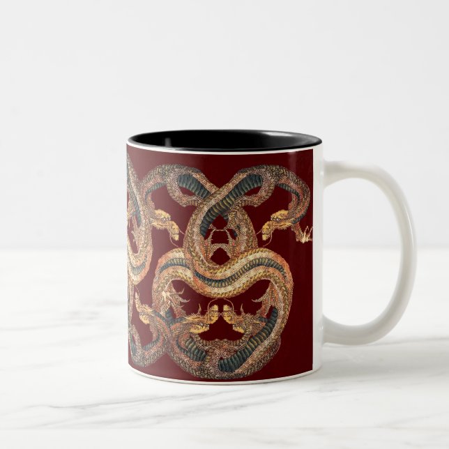 Dragonada - eine Hokusai Schale Zweifarbige Tasse (Rechts)