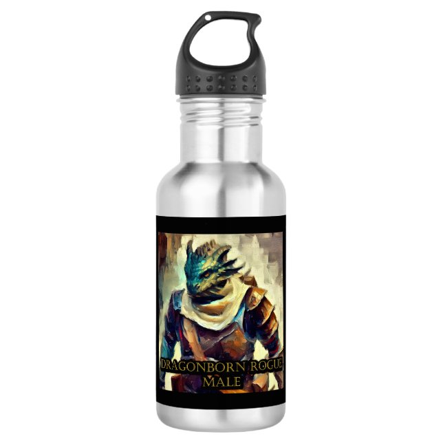 Dragonborn Rogue Male Edelstahlflasche (Vorderseite)