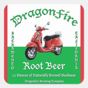 DragonFire Root Beeraufkleber Quadratischer Aufkleber