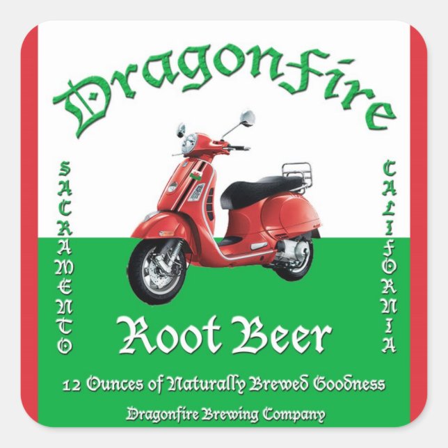 DragonFire Root Bieraufkleber Quadratischer Aufkleber (Vorderseite)