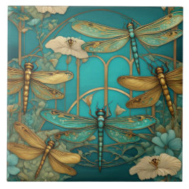 Dragonfis Art Nouveau Art Deco Aquamarine Libelle Fliese