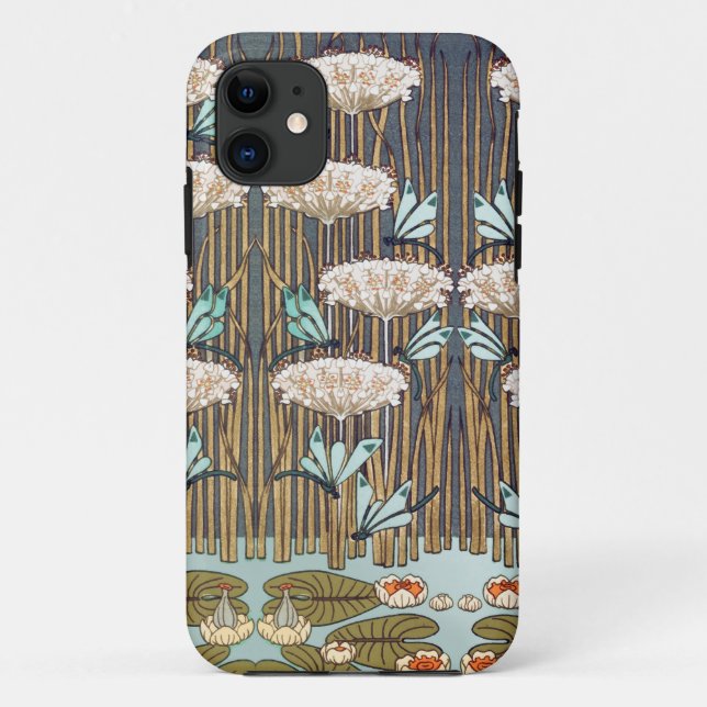 Dragonfis Water Lilies Marsh Art Nouveau Case-Mate iPhone Hülle (Rückseite)
