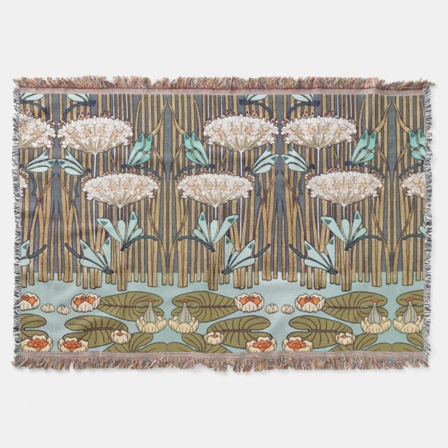 Dragonfis Water Lilies Marsh Art Nouveau Decke (Vorderseite)