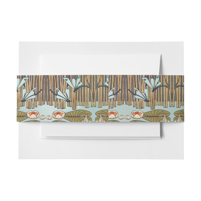 Dragonfis Water Lilies Marsh Art Nouveau Einladungsbanderole (Vorderseite Beispiel)