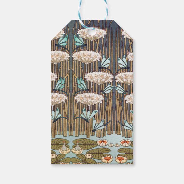 Dragonfis Water Lilies Marsh Art Nouveau Geschenkanhänger (Vorderseite)