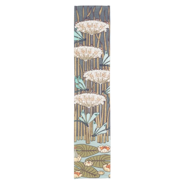 Dragonfis Water Lilies Marsh Art Nouveau Kurzer Tischläufer (Vorderseite)