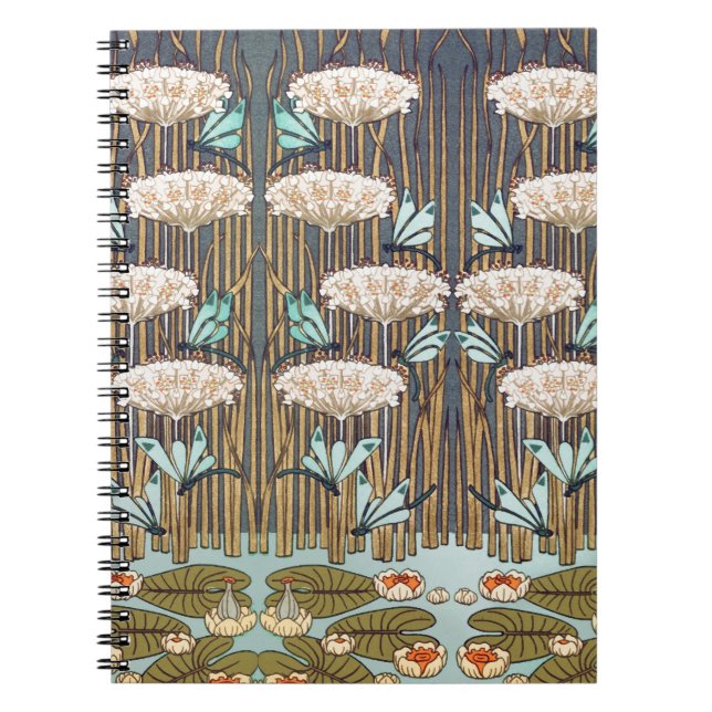 Dragonfis Water Lilies Marsh Art Nouveau Notizblock (Vorderseite)