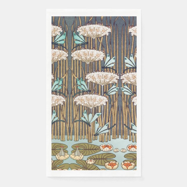 Dragonfis Water Lilies Marsh Art Nouveau Serviette (Vorderseite)
