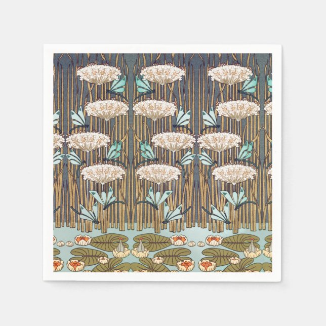 Dragonfis Water Lilies Marsh Art Nouveau Serviette (Vorderseite)