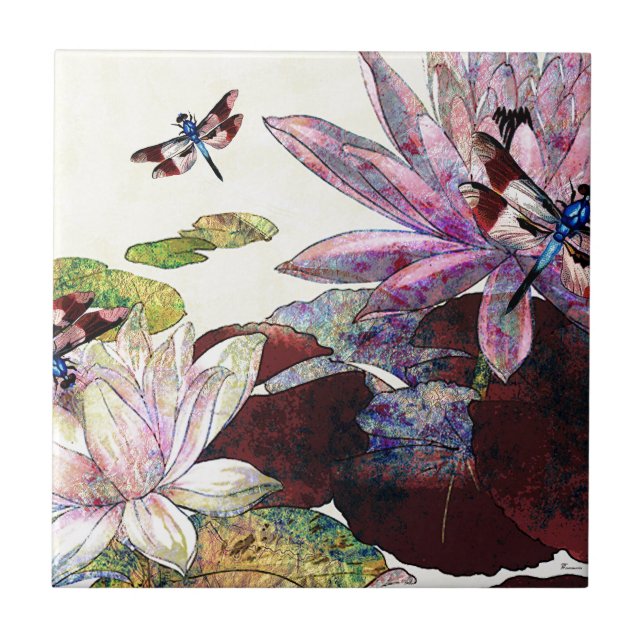 DRAGONFLIEN UND LOTUS.jpg Fliese (Vorderseite)