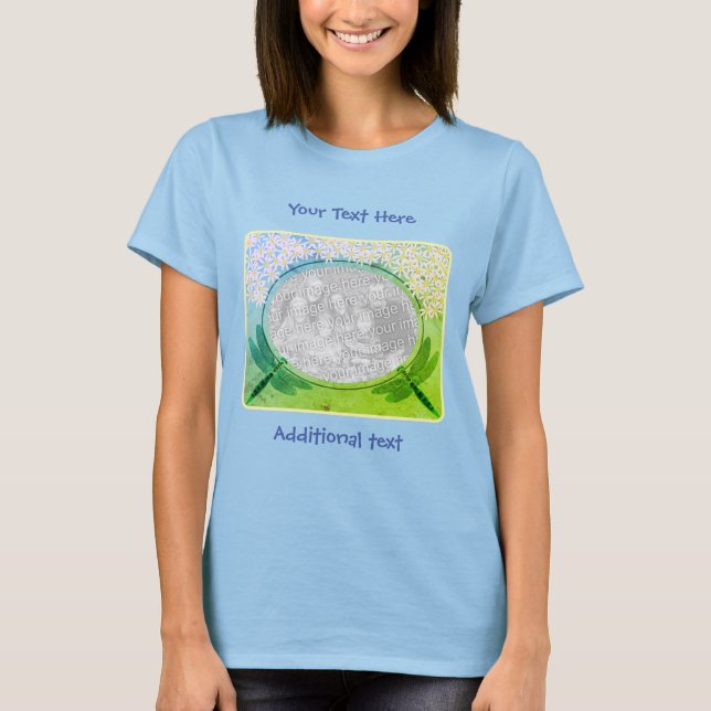 Dragonflies And Daisy Flowers Photo Personalized T-Shirt (Vorderseite)