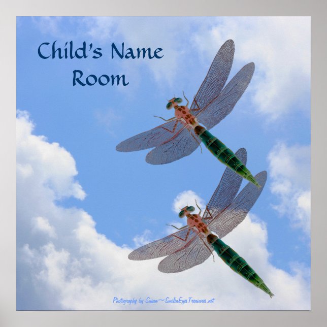Dragonflies Blue Sky Nature Kids Room Wall Poster (Vorne)