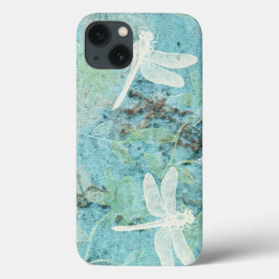 Dragonflies de crème sur Coque Arrière - plan Turq
