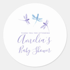 Dragonflies Handgemalte Babydusche Runder Aufkleber