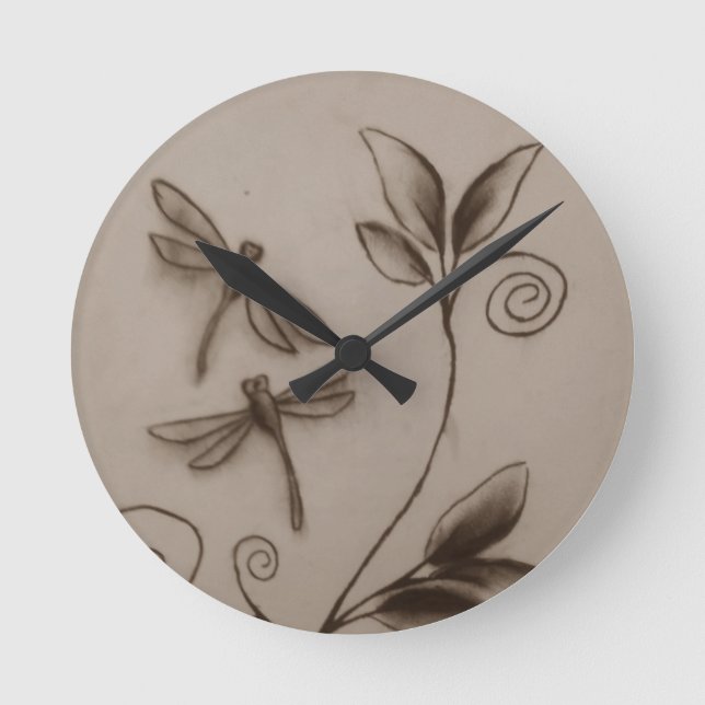 Dragonflies.jpg Runde Wanduhr (Vorderseite)