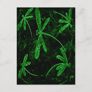 Dragonflies Neon Green Postkarte
