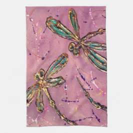 Dragonflies Pink Fizz Geschirrtuch