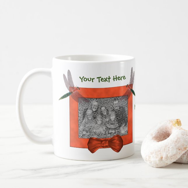 Dragonflies Rahmen Foto Personalisiert hinzufügen Kaffeetasse (Mit Donut)