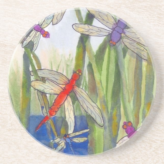 Dragonflies Summer Sandstein Untersetzer (Vorne)