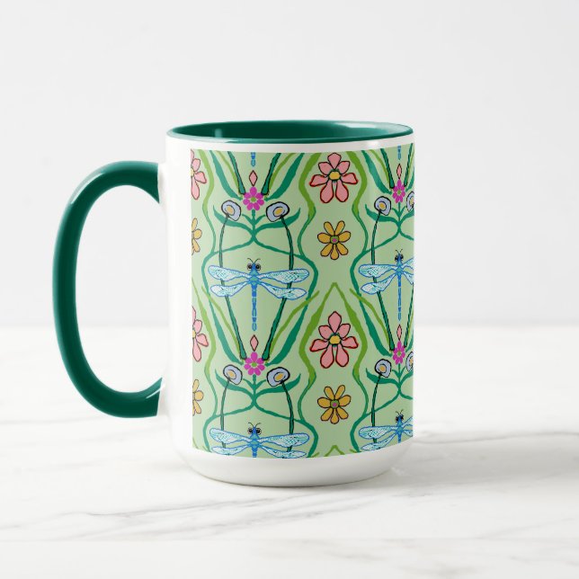 Dragonflies Whimsical Big Mug (Gauche)
