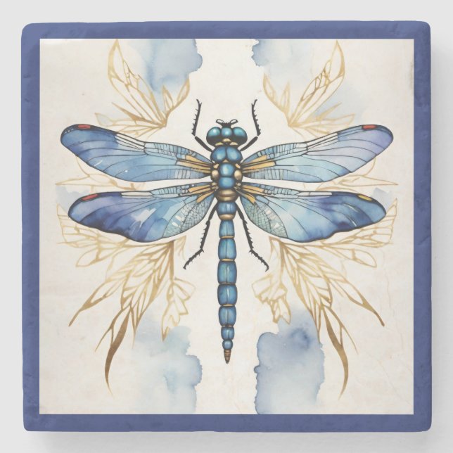 Dragonfly Alcohol Ink Steinuntersetzer (Vorderseite)