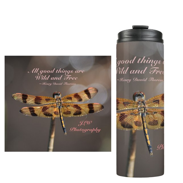 Dragonfly All Good Thoreau Wild and Free Thermosbecher (Von Creator hochgeladen)
