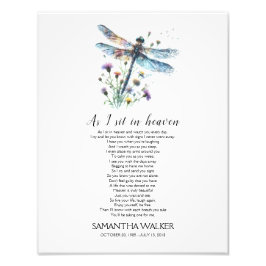 Dragonfly Als ich im Paradies sitze Gedicht signie Fotodruck