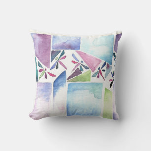 DRAGONFLY Aqua vert Coussin couleur eau Abstraite
