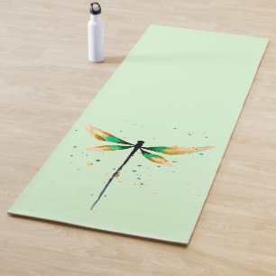 Dragonfly Aquarellkunst ruhige grüne Natur Yogamatte
