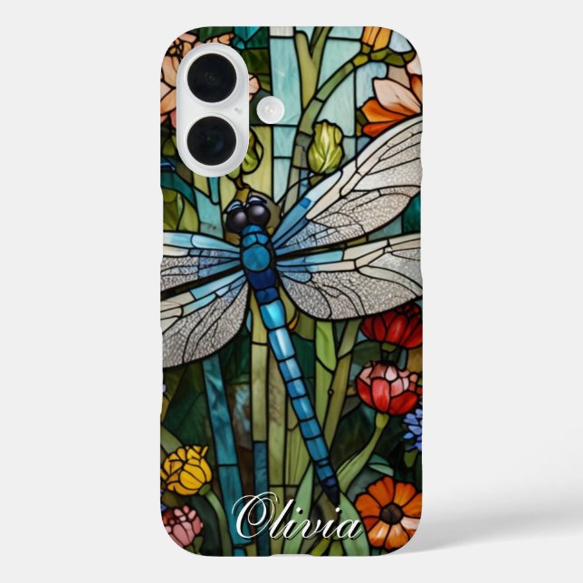 Dragonfly Art boho blumenbotanisch iPhone 16 Hülle (Rückseite)