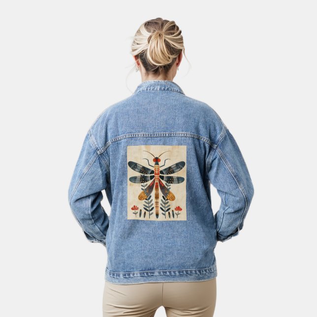 DRAGONFLY ART DENIM JEAN JACK JEANSJACKE (Modell)