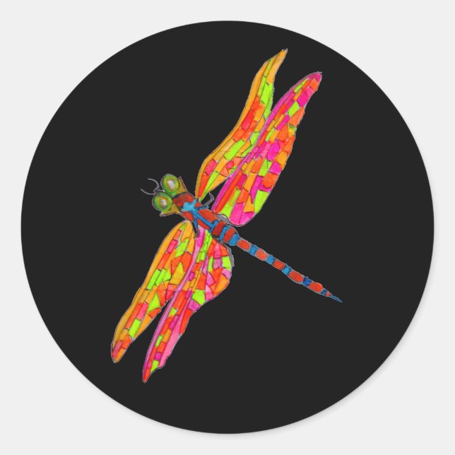 Dragonfly Art Insektenbild Runder Aufkleber (Vorderseite)